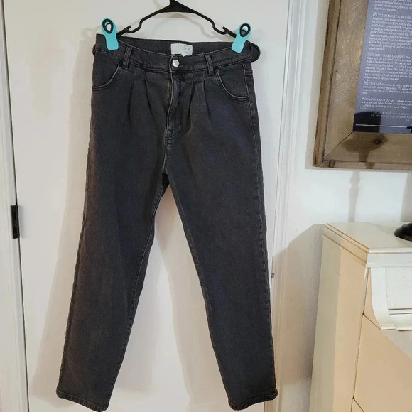 Current Elliot Women’s Washed Black Pleated High-Rise Tapered Denim Jeans |Sz 29 - Picture 3 of 10